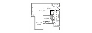 a floor plan of a house with a bedroom and a living room