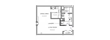 a floor plan of a small house with a bedroom and a living room