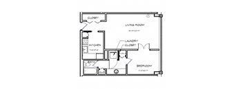 a floor plan of a house with a bedroom and a living room