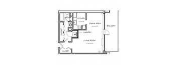 a floor plan of a house with a bedroom and a living room