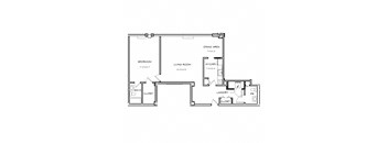 a floor plan of a bedroom floor plan with an open concept bedroom and living room