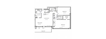 a floor plan of a town house with an open concept living room and a kitchen