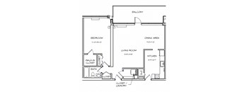 a floor plan of a house with a bedroom and a living room