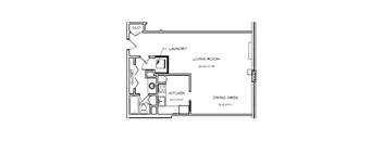 a floor plan of a house with a bedroom and a living room