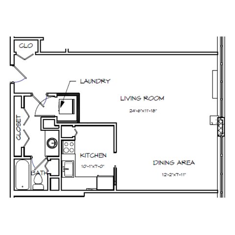 a floor plan of a house with a bedroom and a living room