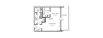 a floor plan of a house with a bedroom and a living room