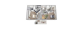 a bedroom floor plan with a bedroom and a living room