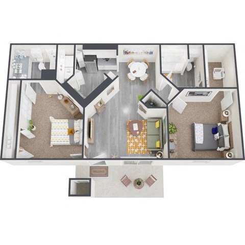 a bedroom floor plan with a bedroom and a living room