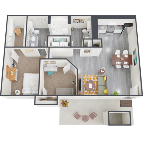 a 3d rendering of a floor plan of a house