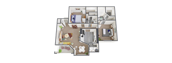 a floor plan of a room with a bed and a living room