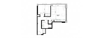 a floor plan of a house with a bedroom and a living room