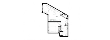 floor plan of the upper floor of a 1 bedroom floor plan