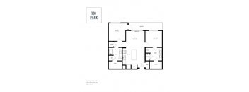 A black and white image of a house floor plan with the title "100 PARK".