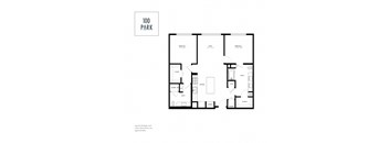 A black and white image of a floor plan for a 100 Park apartment.