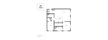 A black and white image of a house floor plan with the title "100 PARK".