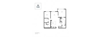 A black and white image of a house floor plan with the text "100 PARK" at the top.