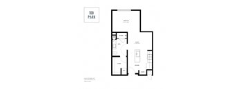 A black and white image of a floor plan for a 100 Park apartment.