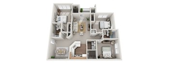 The Northwestern 3-bed/2-bath 1,261?sq?ft affordable floor plan at Enclave at Wolfchase Apartments, Cordova, TN — pet-friendly community.