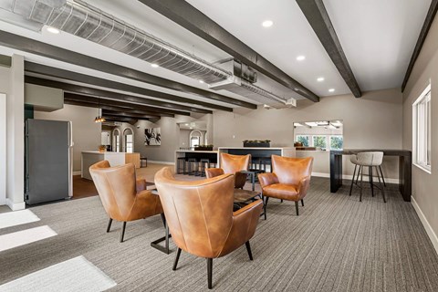 Renovated clubhouse at Trailgrove Apartments in Denver, CO with flexible space for resident activities