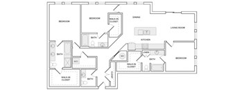 A black and white image of a house floor plan.