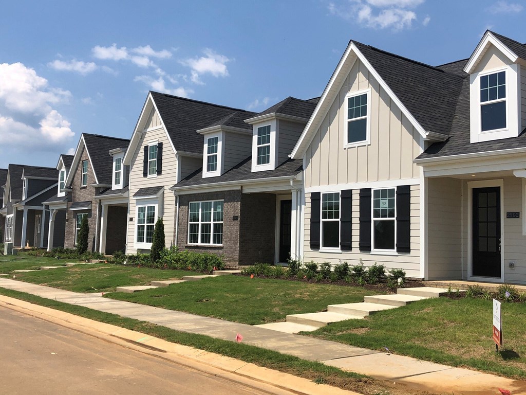 a row of houses on the side of a street