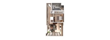 A white interior of a house with a staircase leading to the second floor.