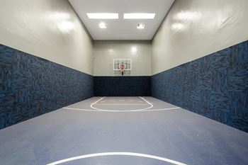 a basketball court in a gym