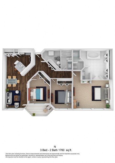 3 Bed - 2 Bath |1760 sq. ft. N floor plan