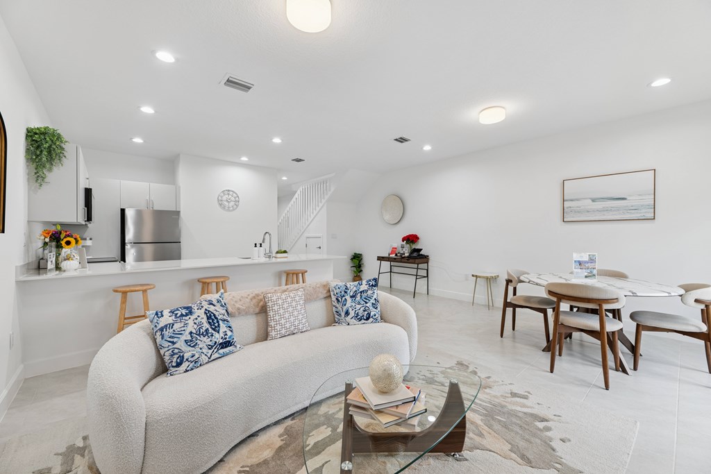 Pearl at Pompano Beach Townhomes in Pompano Beach, FL living room open concept floorplan