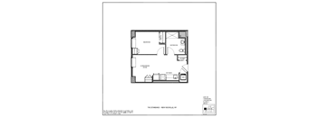 A black and white image of a floor plan for a living space.