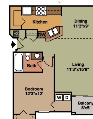 1 Bed - 1 Bath |846 sq ft floorplan 1 Bed - 1 Bath |846 sq ft floorplan