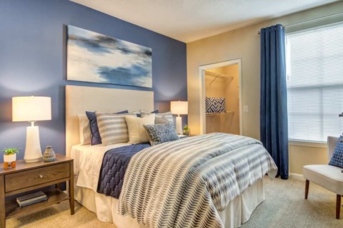 Spacious bedroom at Grande Club apartments in Duluth, GA 30096, near Lawrenceville.
