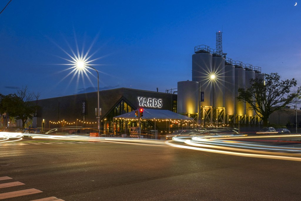 a view of the yerba buena center at night