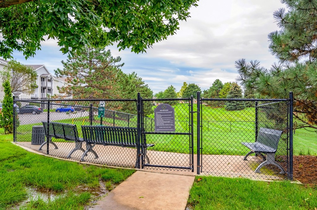 our apartments showcase a dog park with plenty of room to run