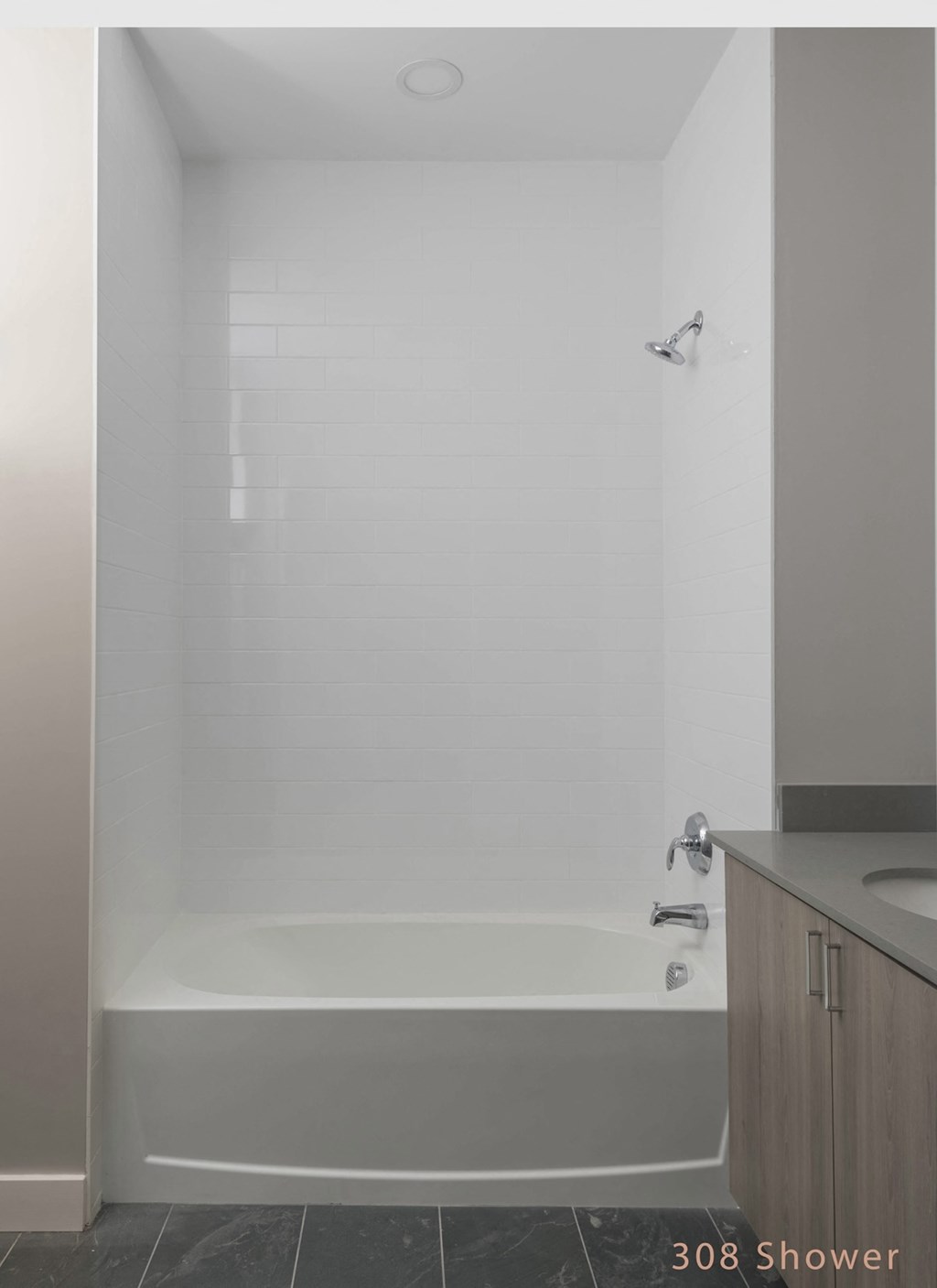 a bathroom with a shower and a sink and a bath tub