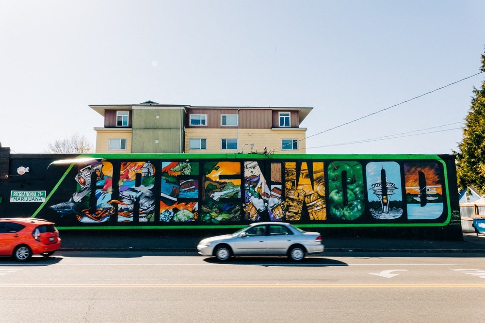 a mural on the side of a building