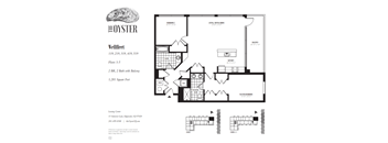 A black and white image of a floor plan for the Oyster Wellfleet.