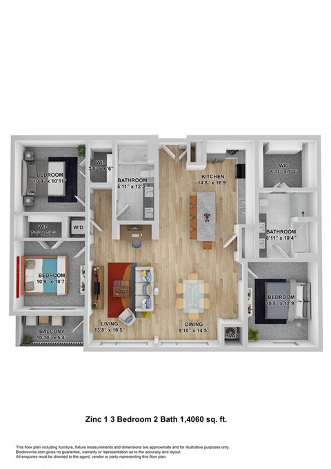 Floor Plan Zinc 1 3br 2bth