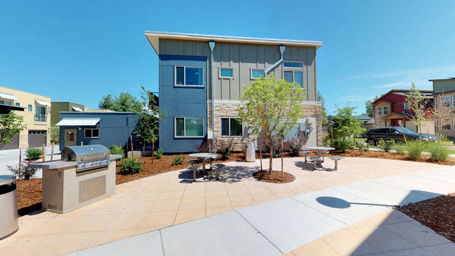 Community picnic area with BBQ island