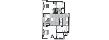 A black and white image of a floor plan for a house.