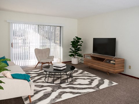 a living room with a couch and a television