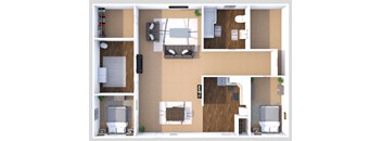 two bedroom 1 bathroom floorplan small