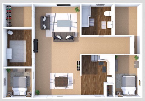 two bedroom 1 bathroom floorplan small