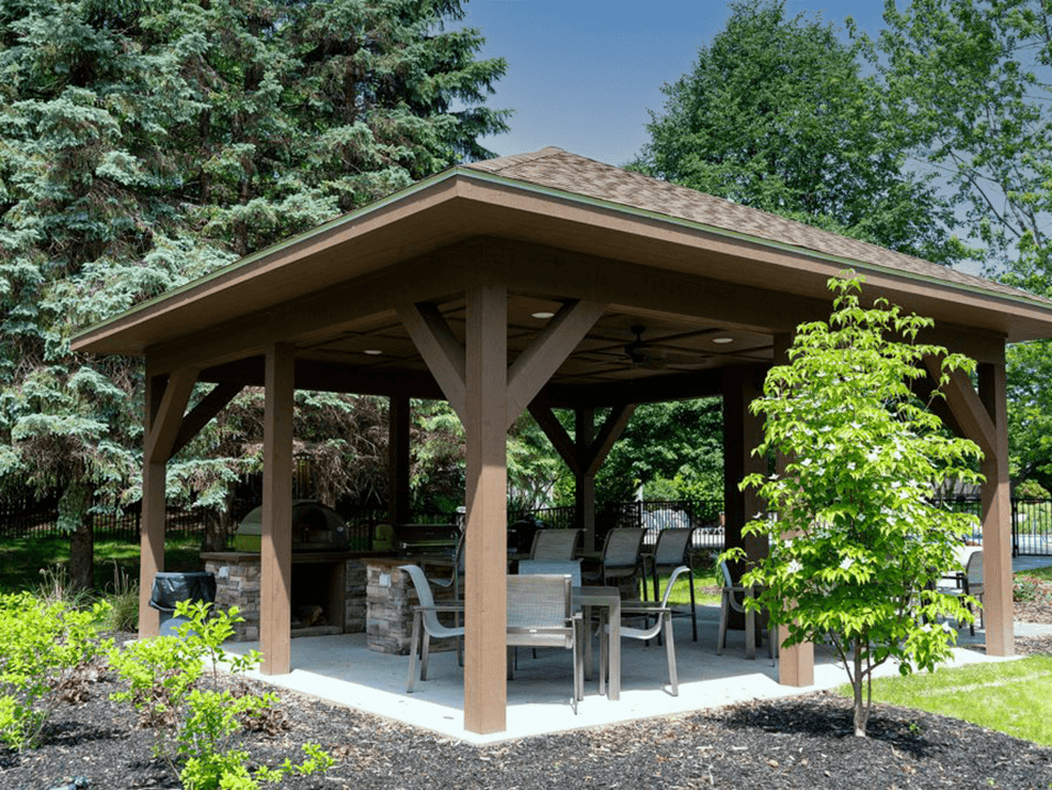 covered grill station at Old Farm Shores apartments