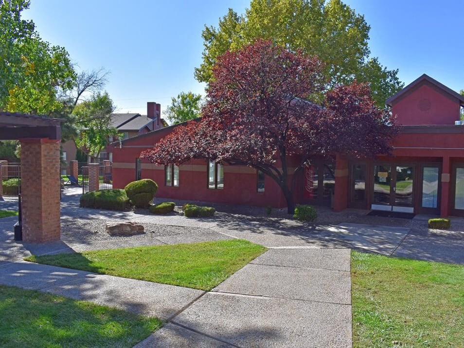 apartment community with shade trees