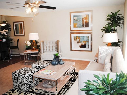 a living room with a couch and a coffee table