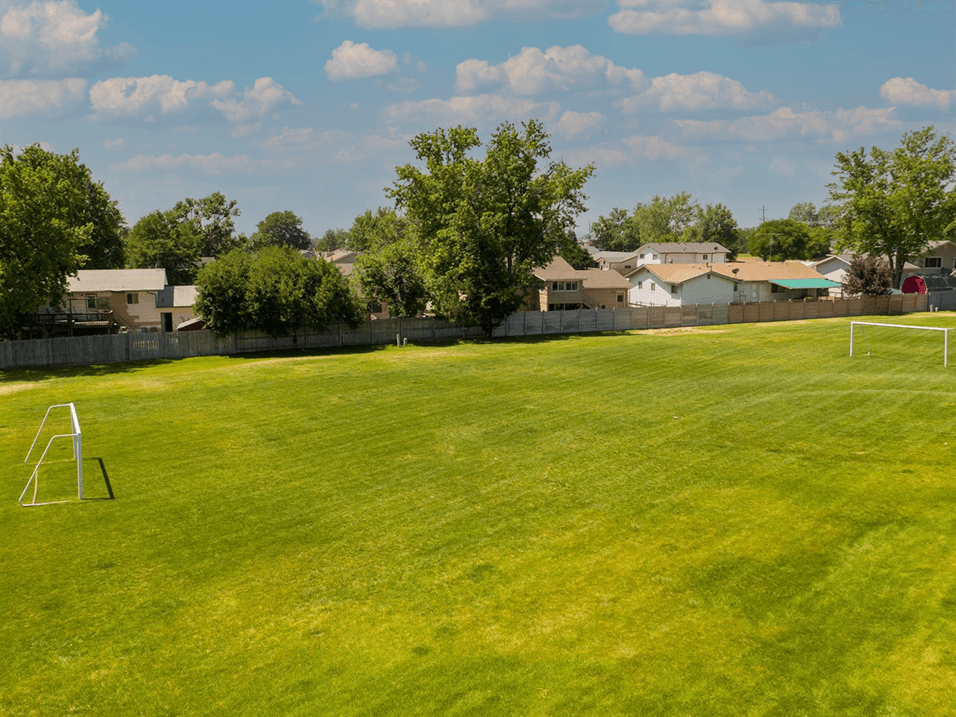 large soccer field at Pines at Southmoor apartments