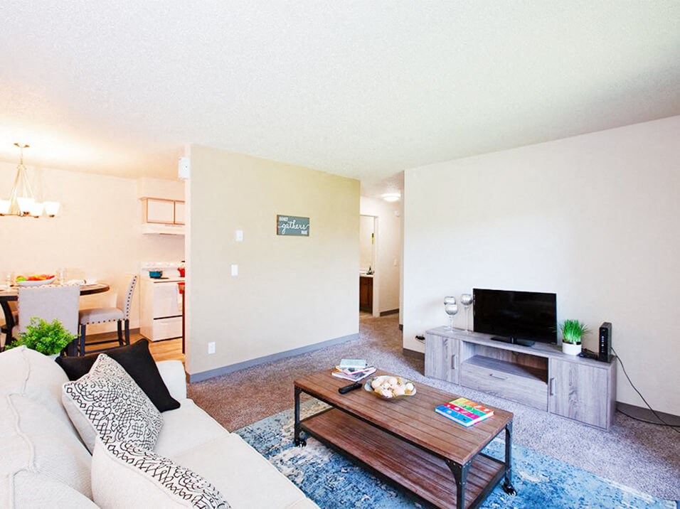 Living room at Eden Park Apartments