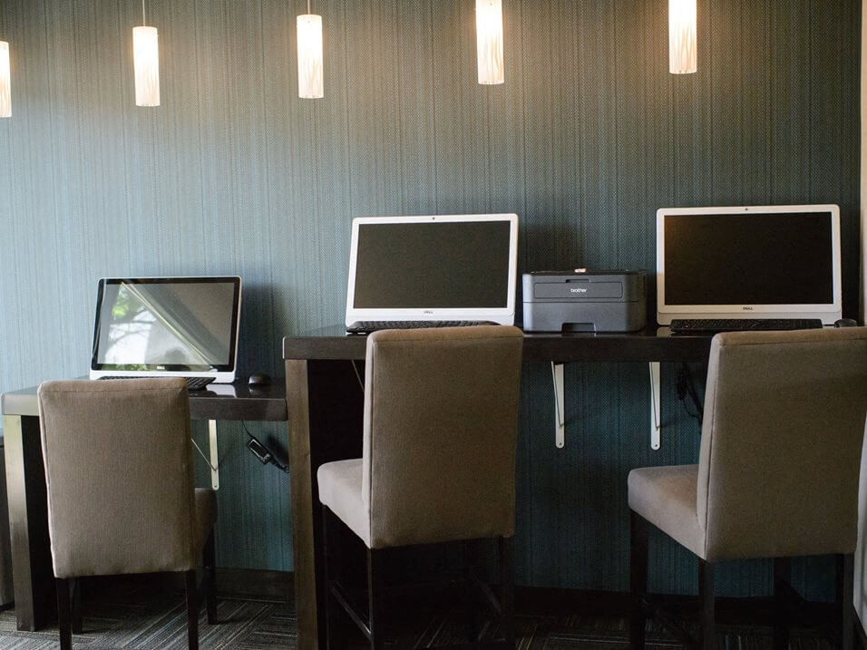 business center at apartment community