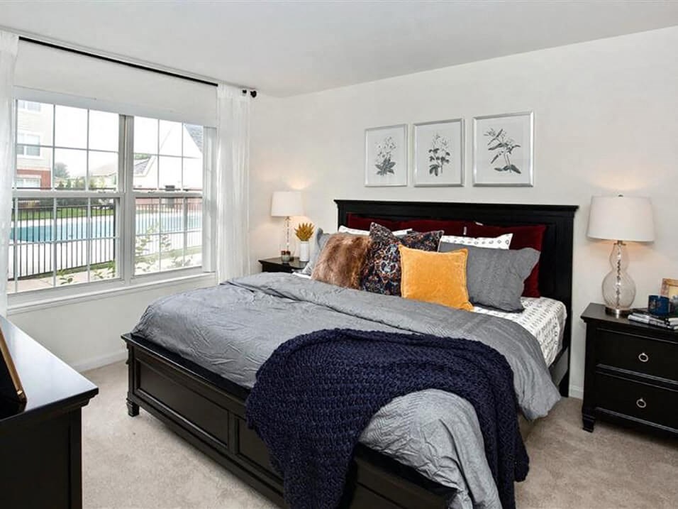 master bedroom at Village Woods apartments